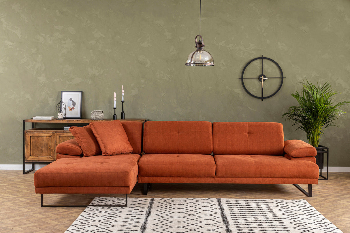 Corner sofa on the left Mustang Orange