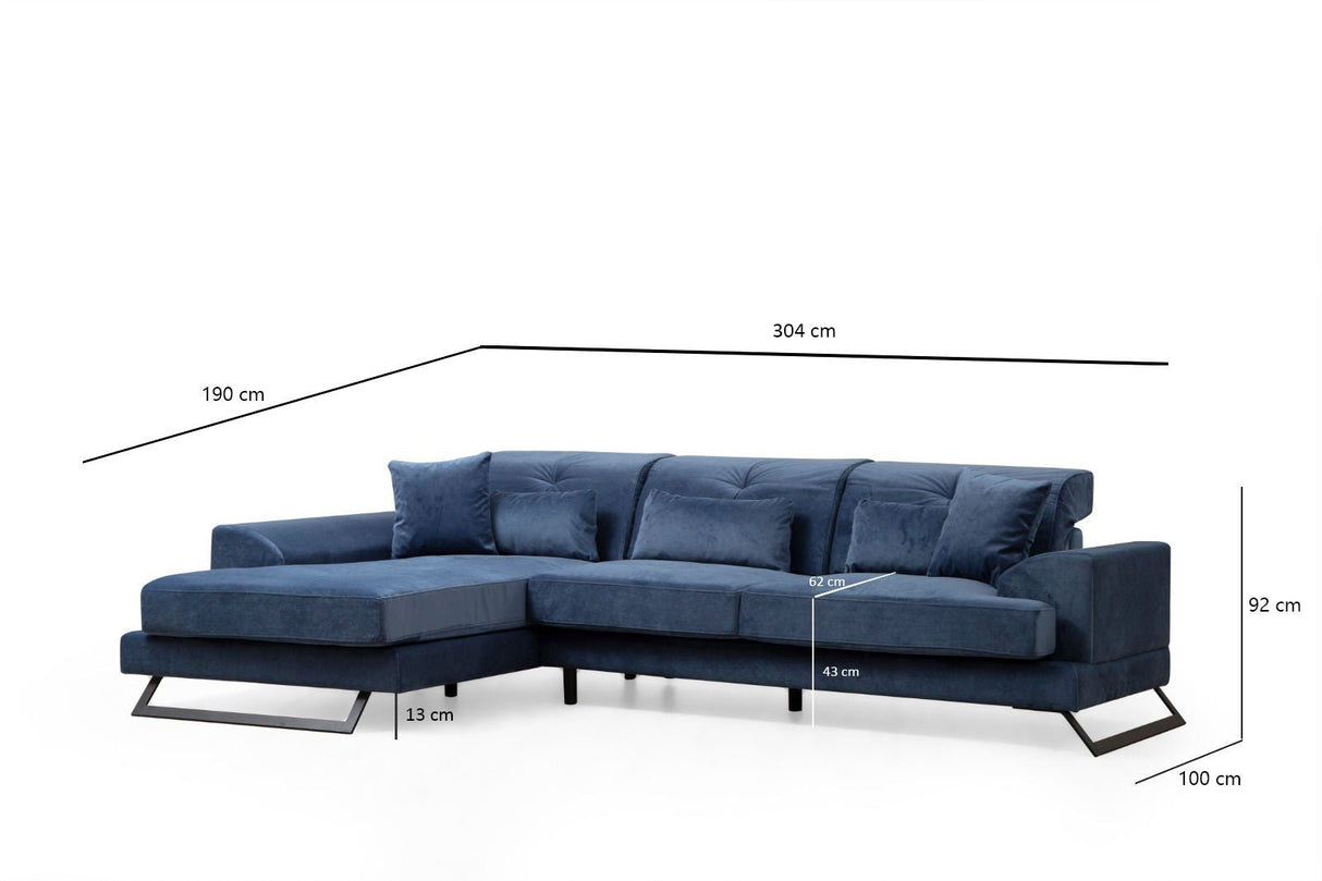 Corner sofa left Frido Navy Blue