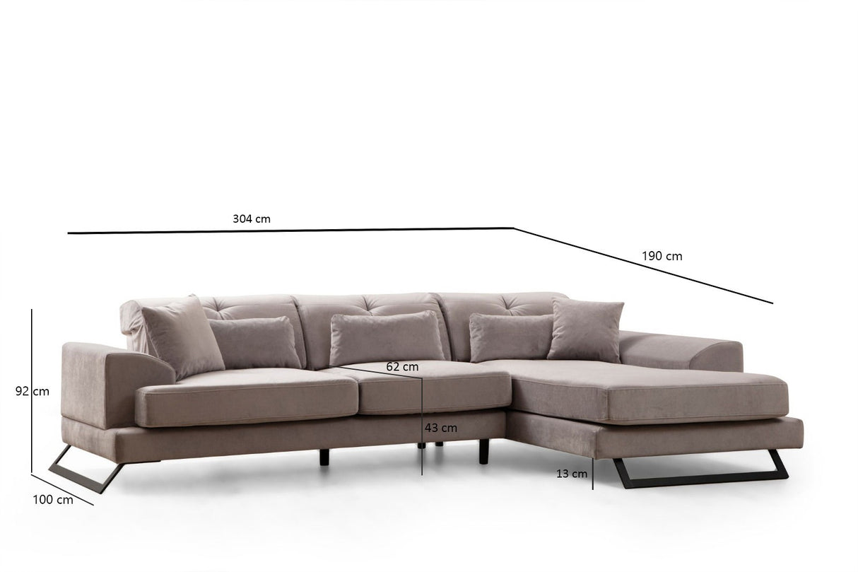 Corner sofa on the right frido light gray