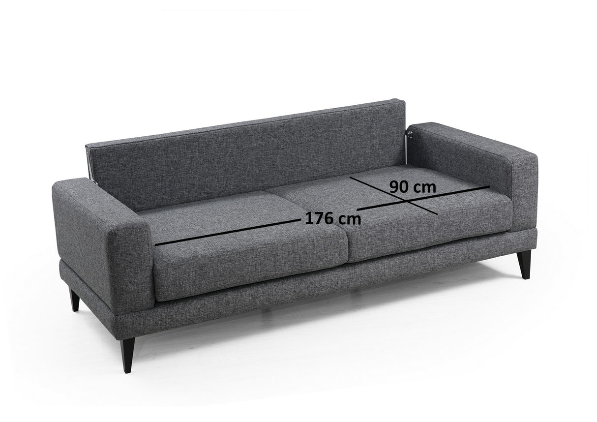 3-seater sofa bed nordic dark gray