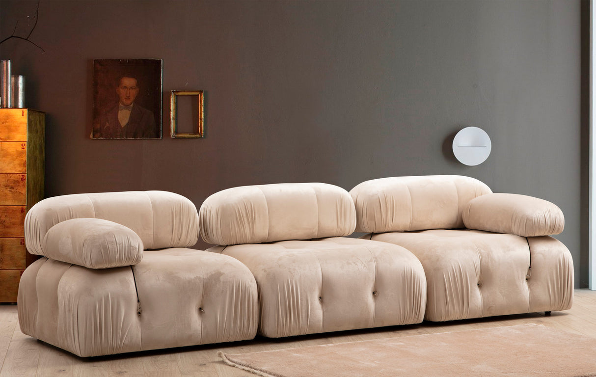 Modular Bank 3-seater Bubble Velvet Beige