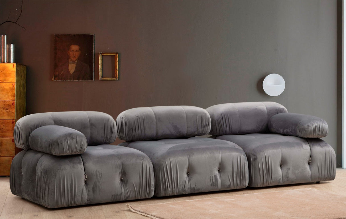 Modular sofa 3-seater Bubble Velvet Gray