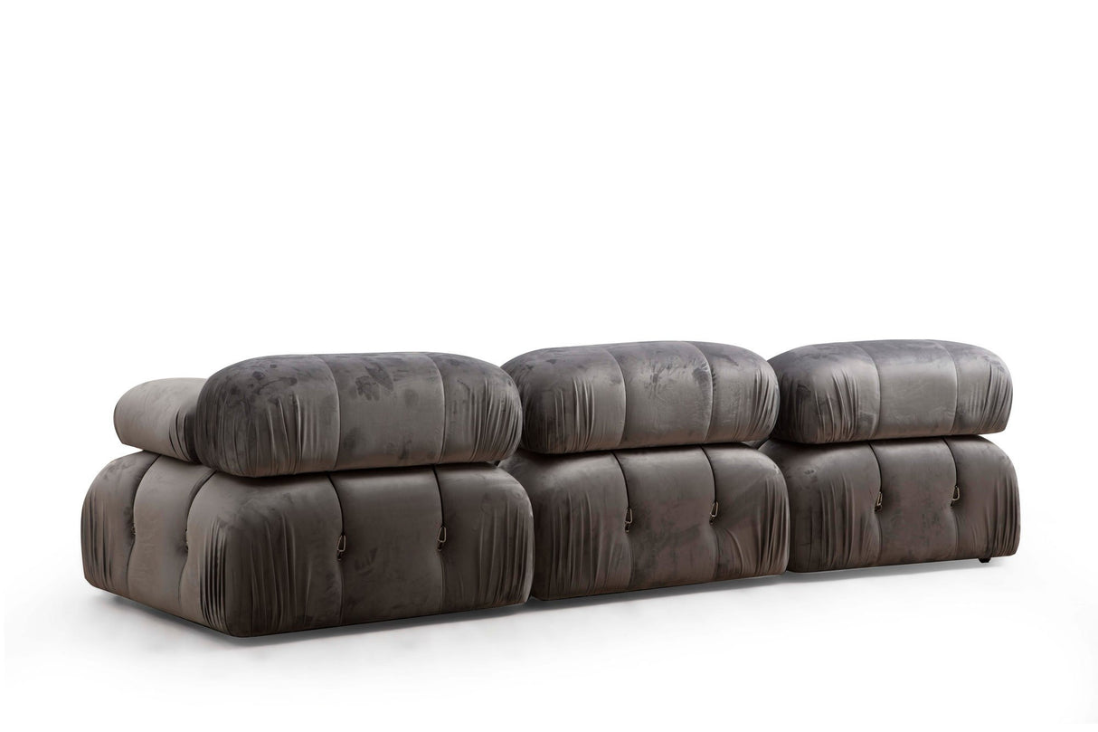 Modular sofa 3-seater Bubble Velvet Gray