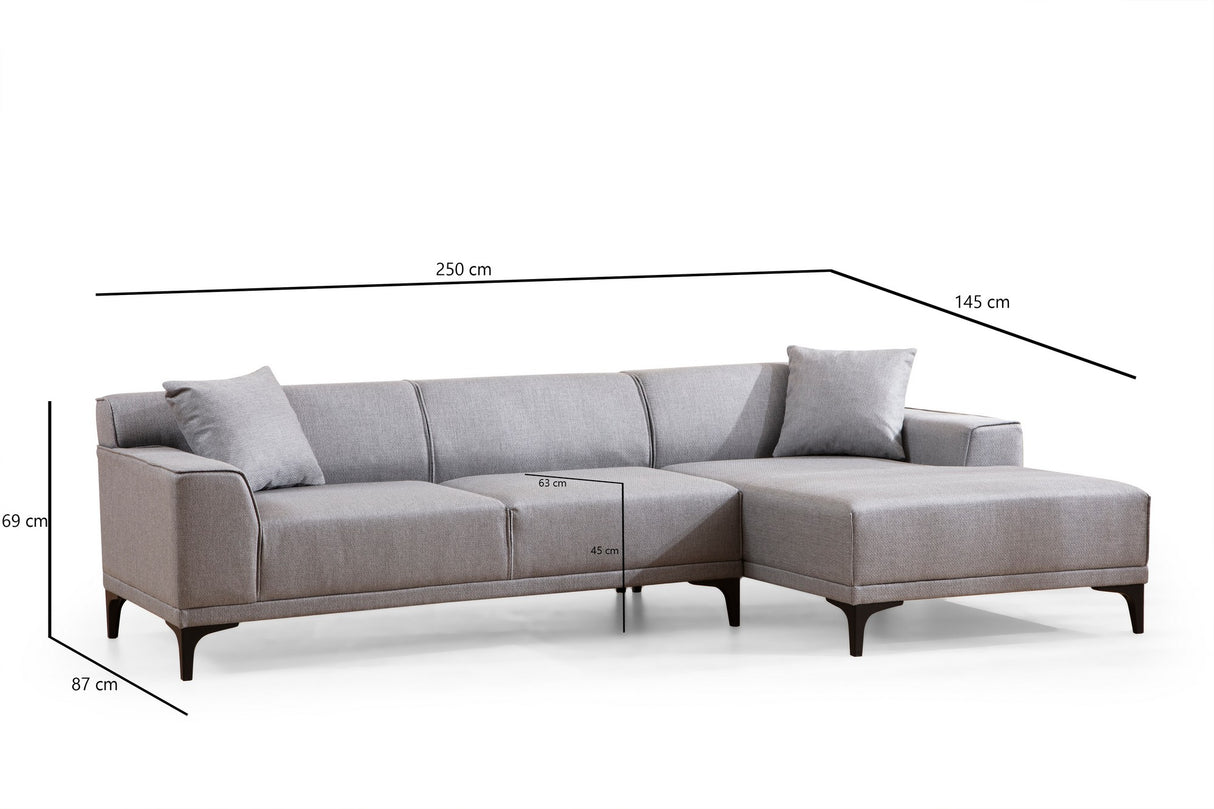 Corner sofa on the right Petra light gray