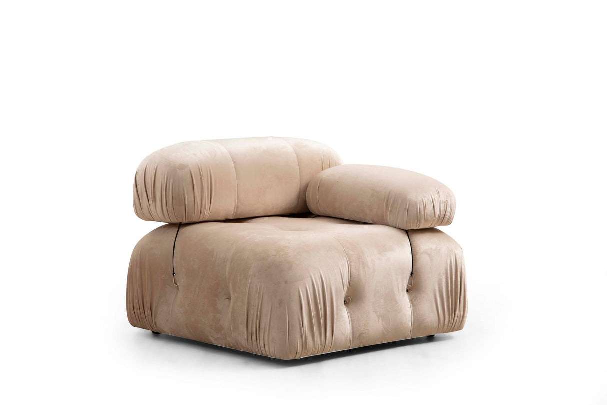 Modular Bank 3-seater with Hocker Bubble Velvet Beige