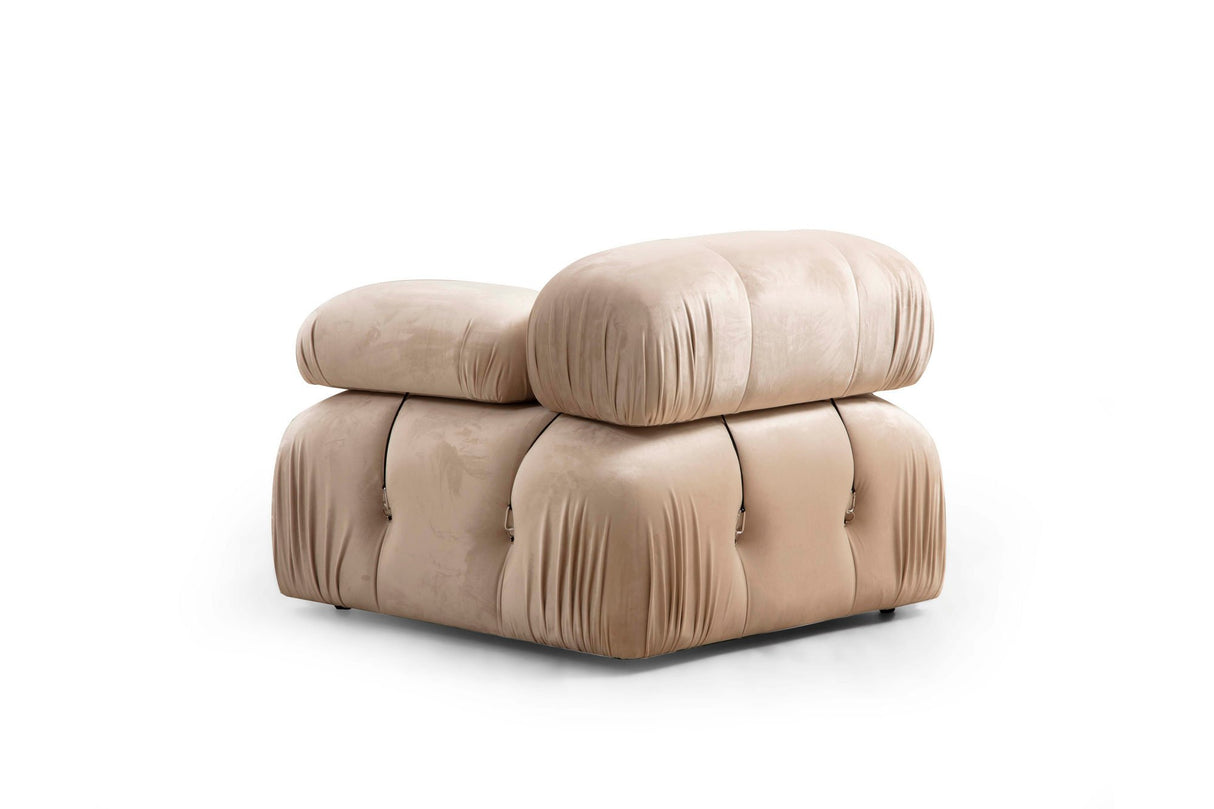 Modular Bank 3-seater with Hocker Bubble Velvet Beige