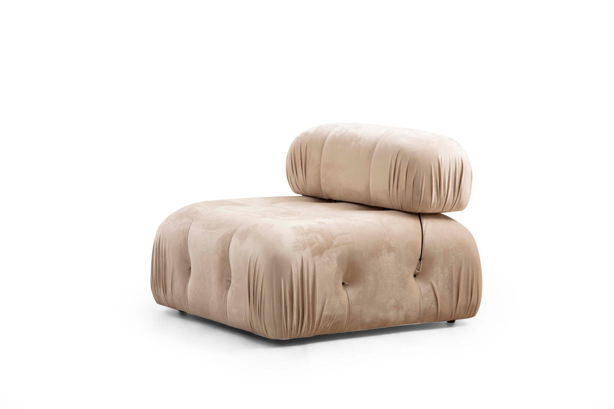 Modular Bank 3-seater with Hocker Bubble Velvet Beige