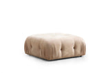 Modular Bank 3-seater with Hocker Bubble Velvet Beige