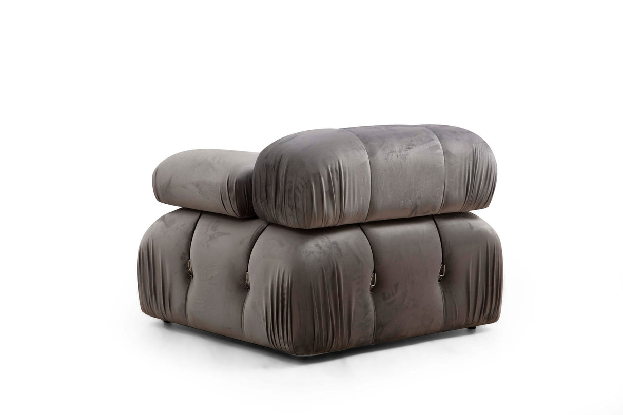 Modular sofa 3-seater with Hocker Bubble Velvet Gray