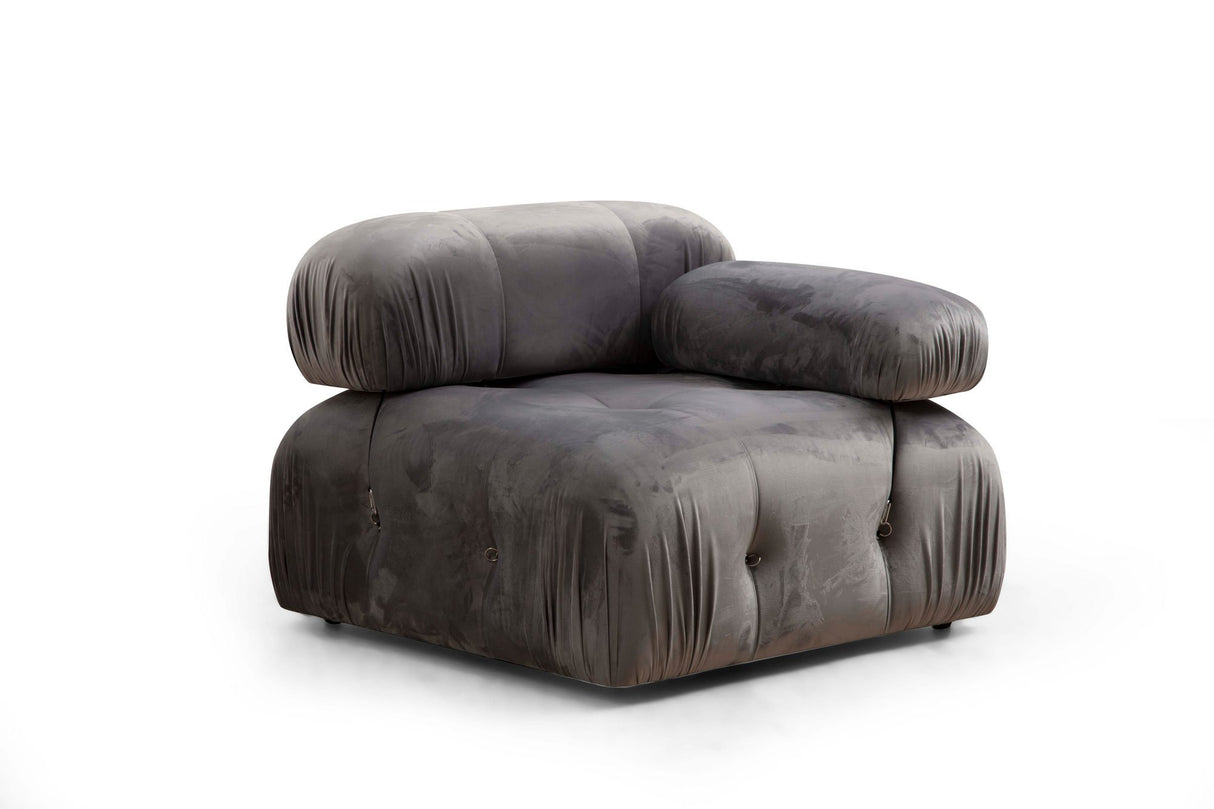 Modular sofa 3-seater with Hocker Bubble Velvet Gray