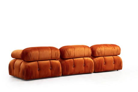 Modular Bank 3-seater with Hocker Bubble Velvet Oranje