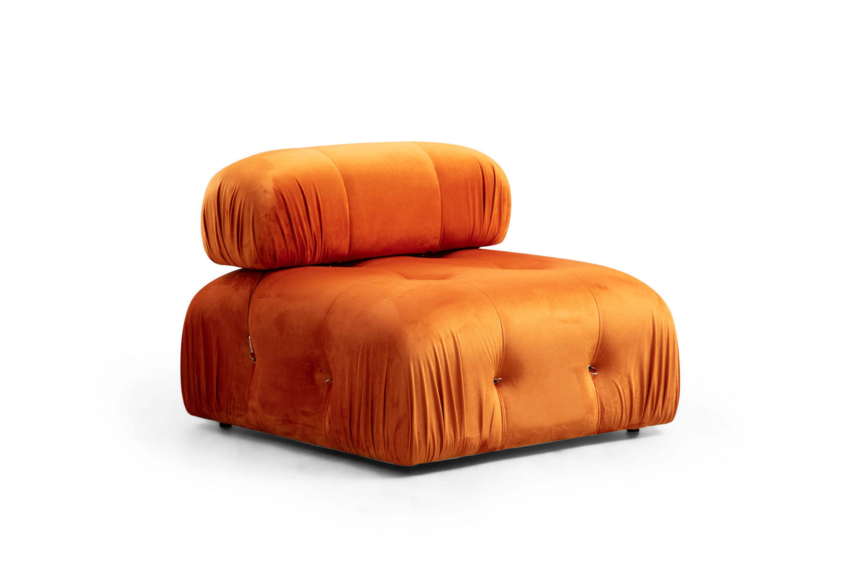 Modular Bank 3-seater with Hocker Bubble Velvet Oranje