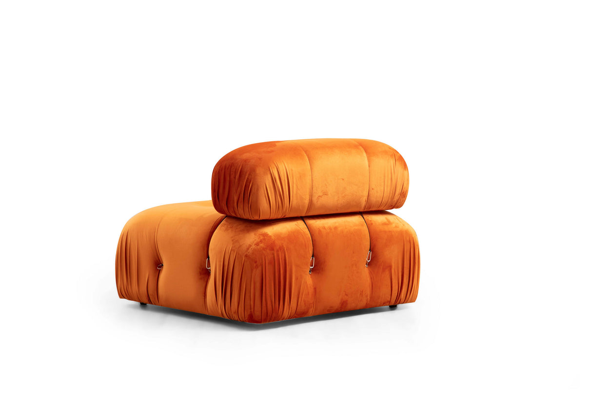 Modular Bank 3-seater with Hocker Bubble Velvet Oranje