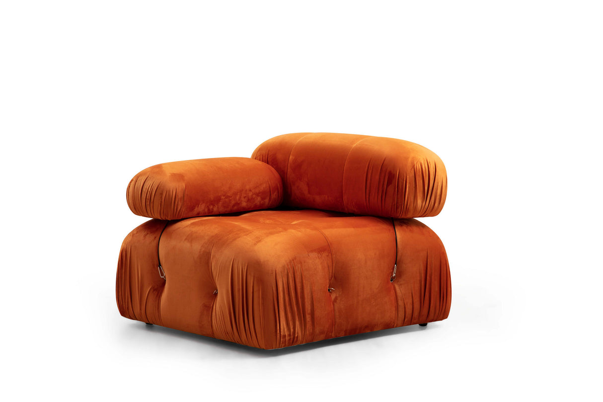 Modular Bank 3-seater with Hocker Bubble Velvet Oranje