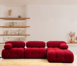 Modular Bank 3-seater with Hocker Bubble Velvet Red