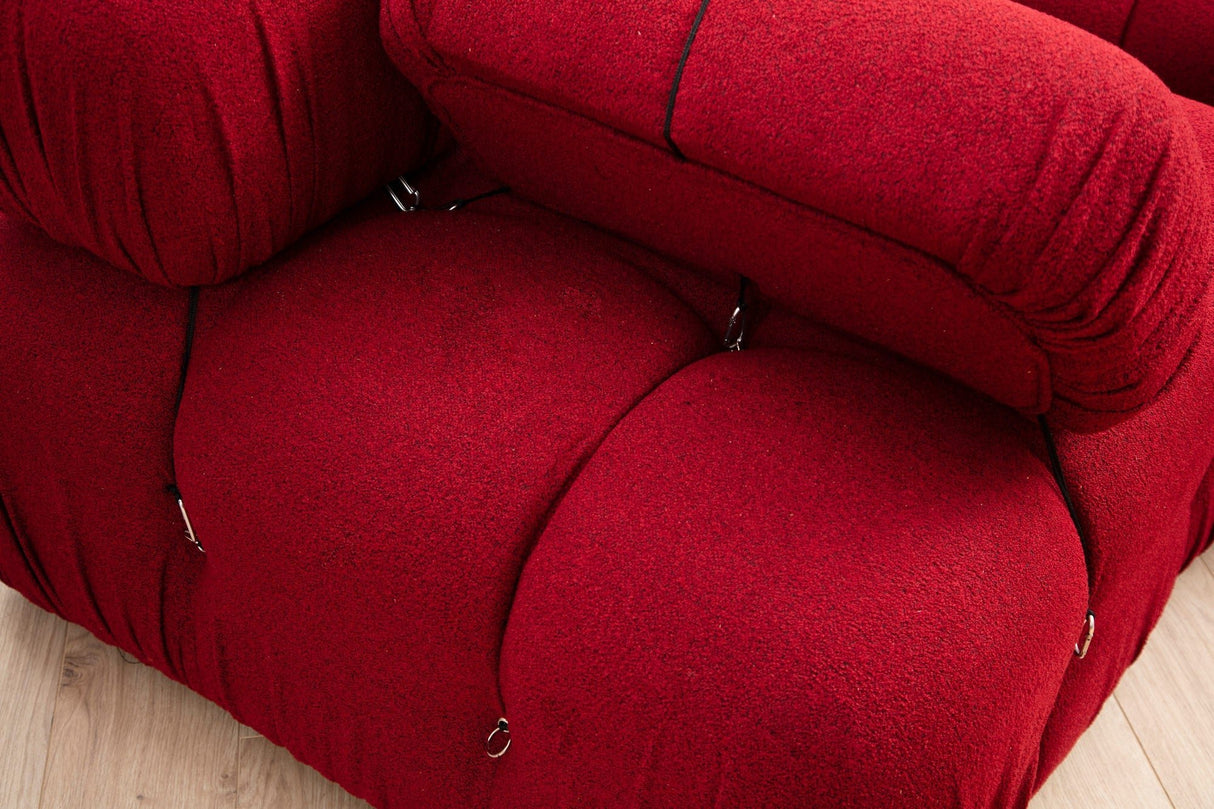 Modular Bank 3-seater with Hocker Bubble Velvet Red