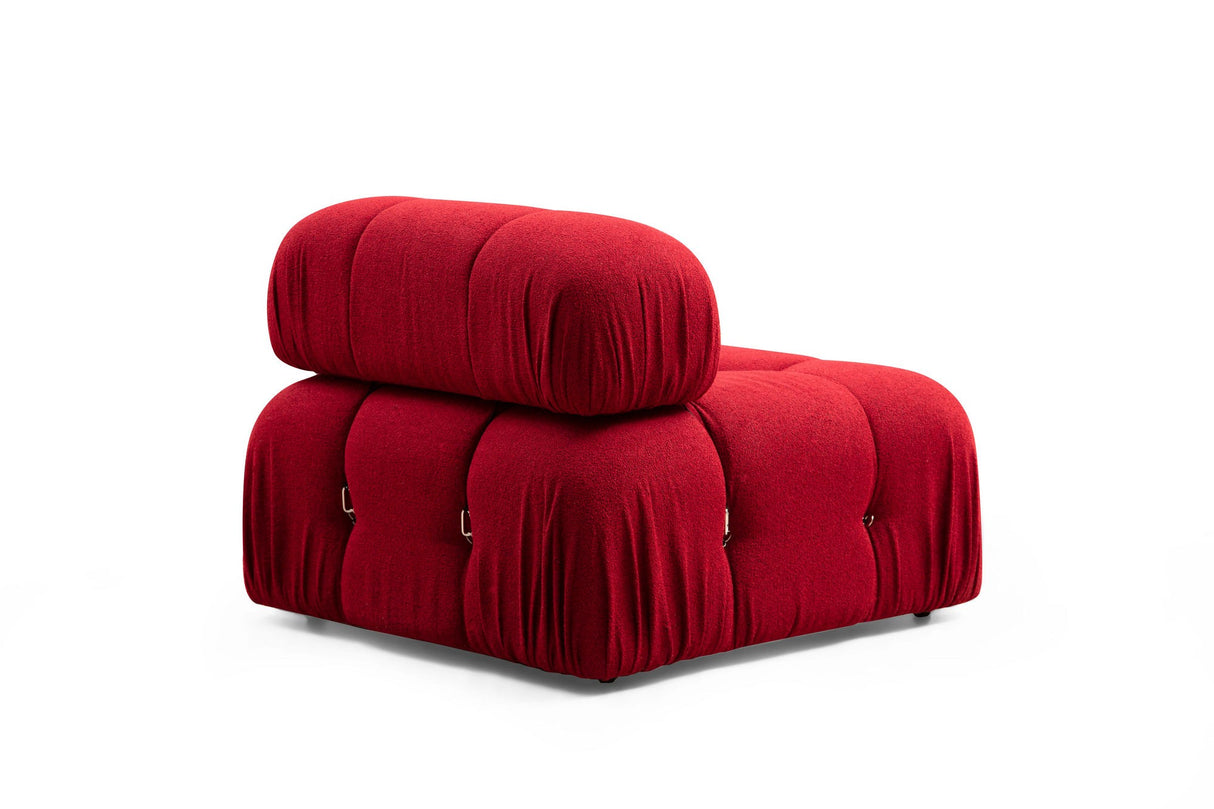 Modular Bank 3-seater with Hocker Bubble Velvet Red