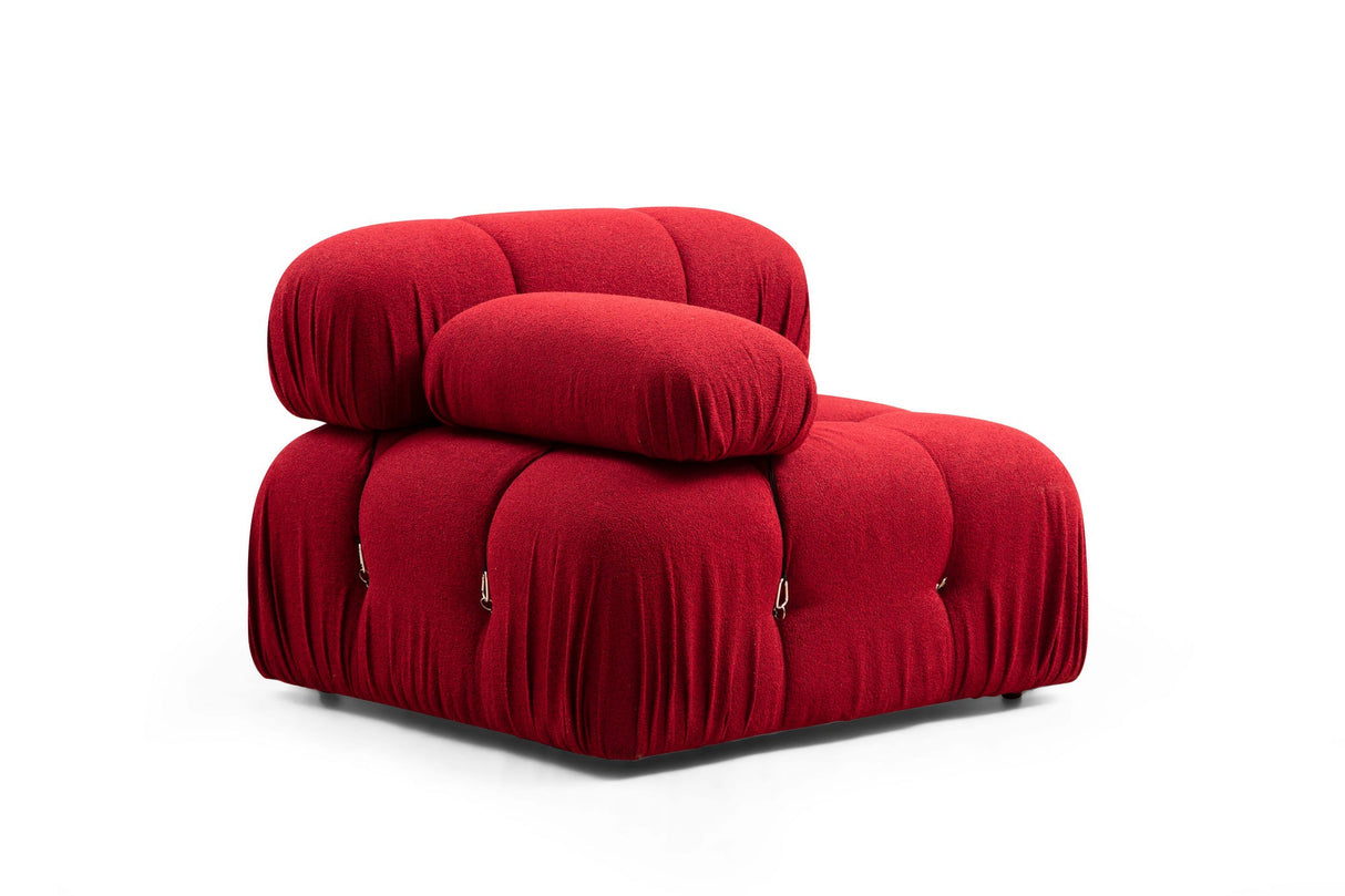 Modular Bank 3-seater with Hocker Bubble Velvet Red