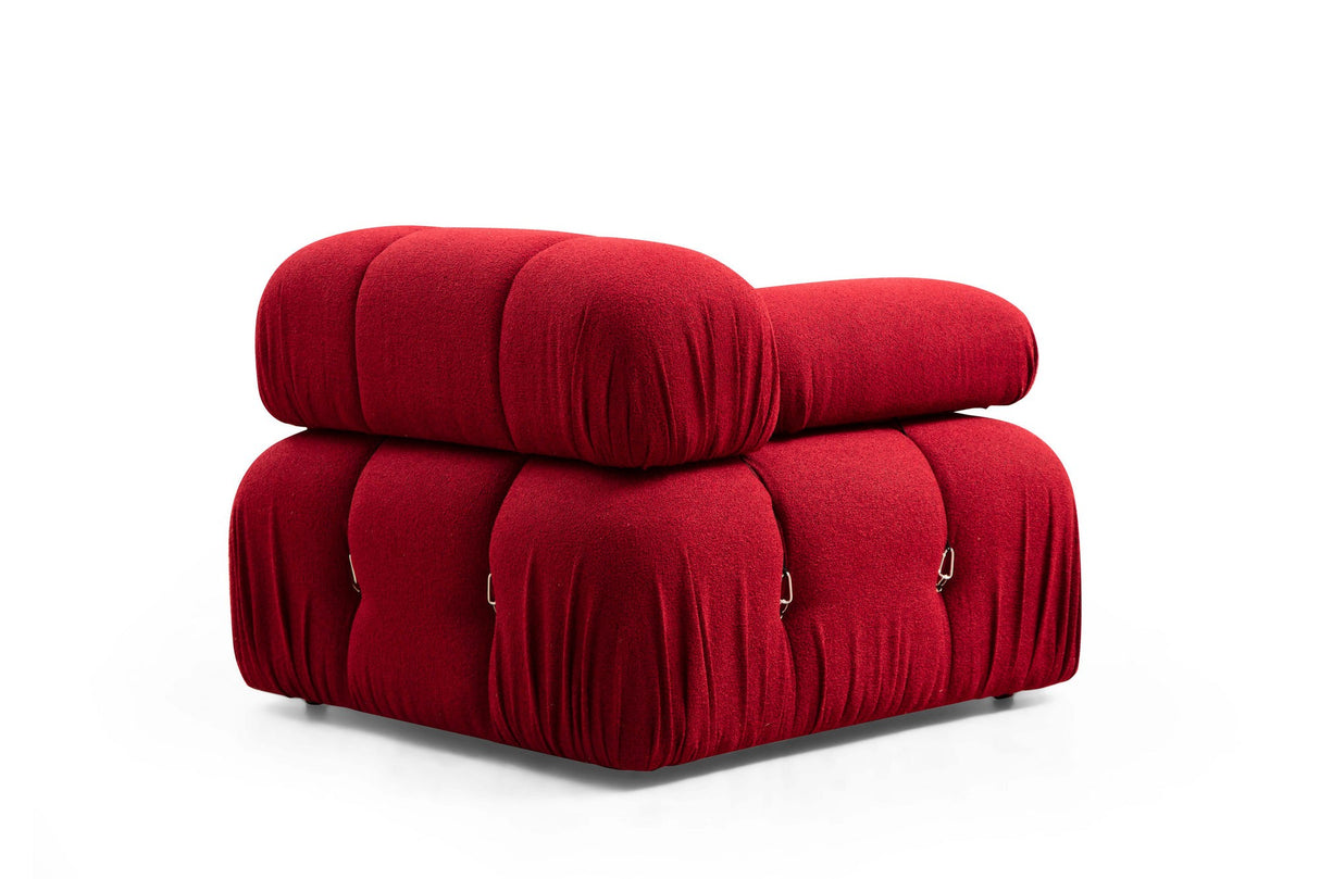 Modular Bank 3-seater with Hocker Bubble Velvet Red