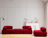 Modular Bank 3-seater with Hocker Bubble Velvet Red