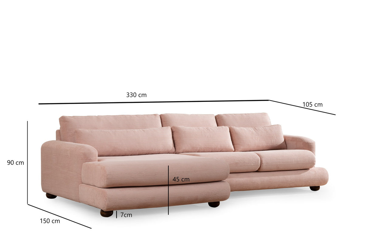 Corner sofa left River Pink