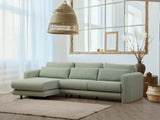 Corner sofa on the left lily green