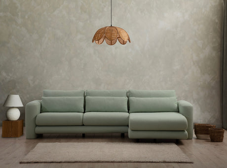 Corner sofa on the right lily green