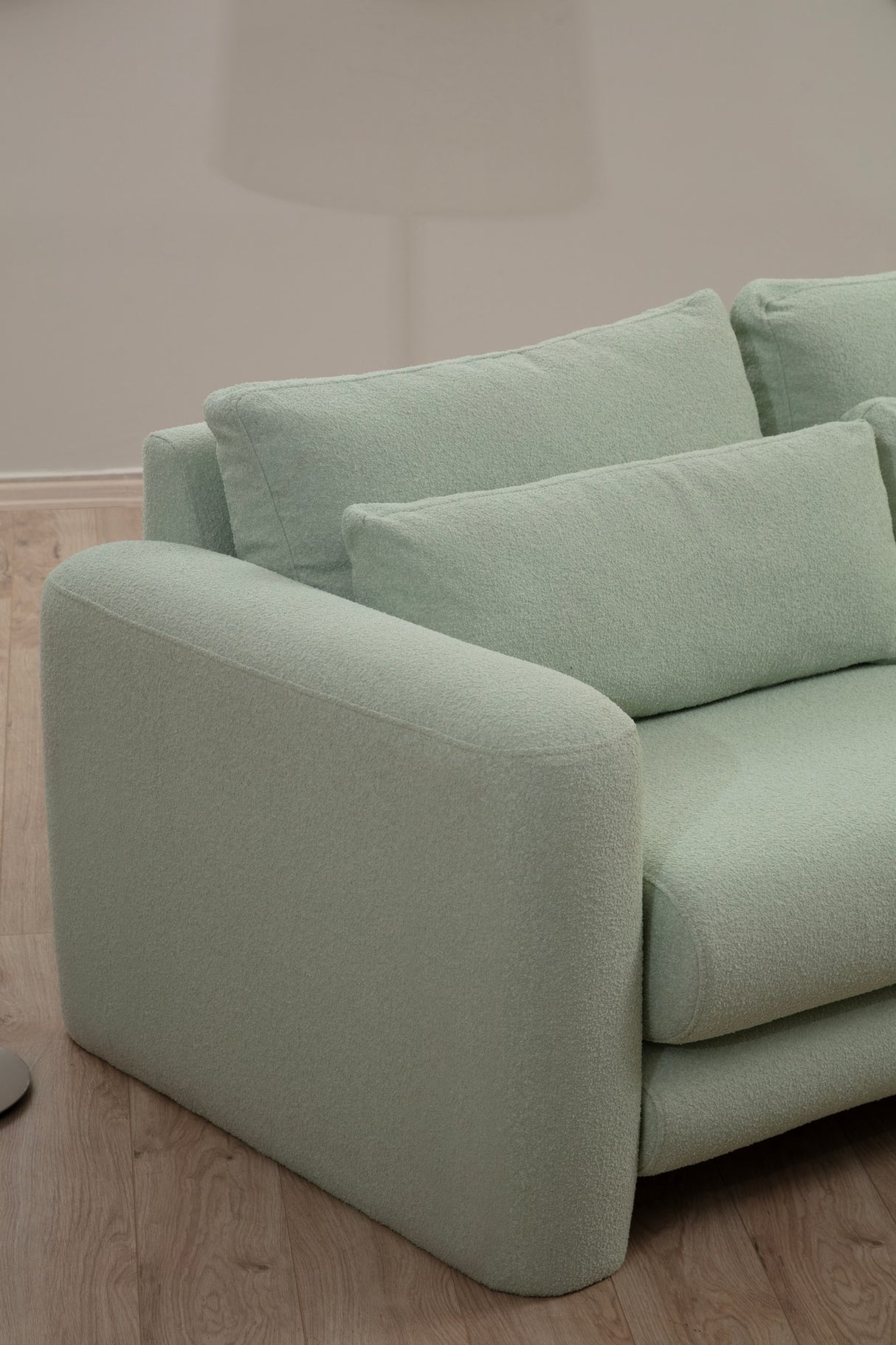 Corner sofa on the right lily green