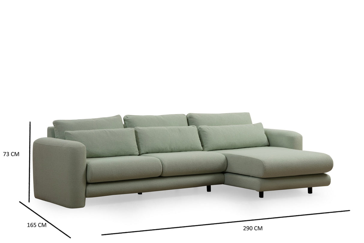 Corner sofa on the right lily green