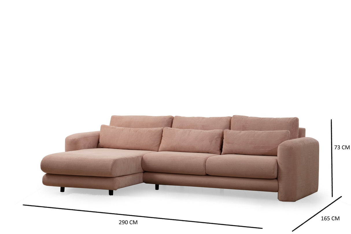 Corner sofa on the left Lily Pink