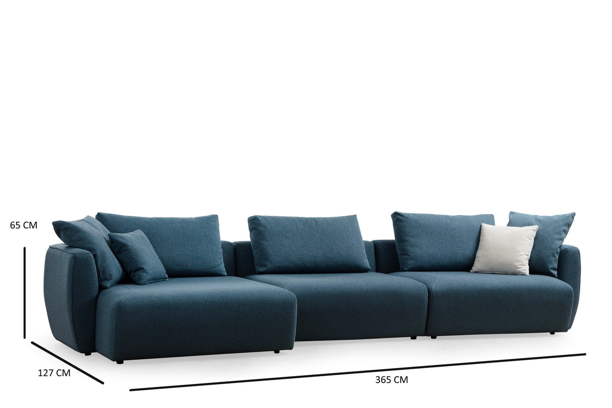 Corner sofa on the left maya blue