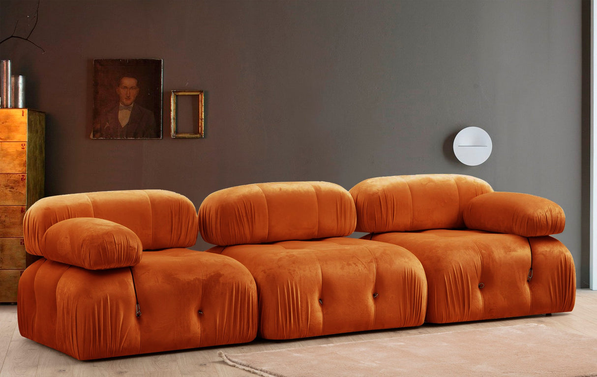 Modular Bank 3-seater Bubble Velvet Oranje