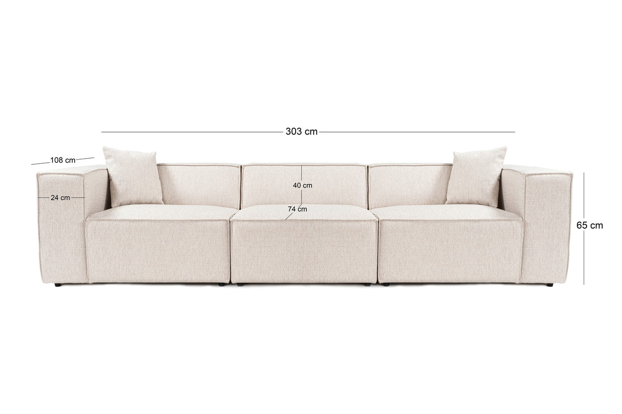 3-seater sofa lora light brown