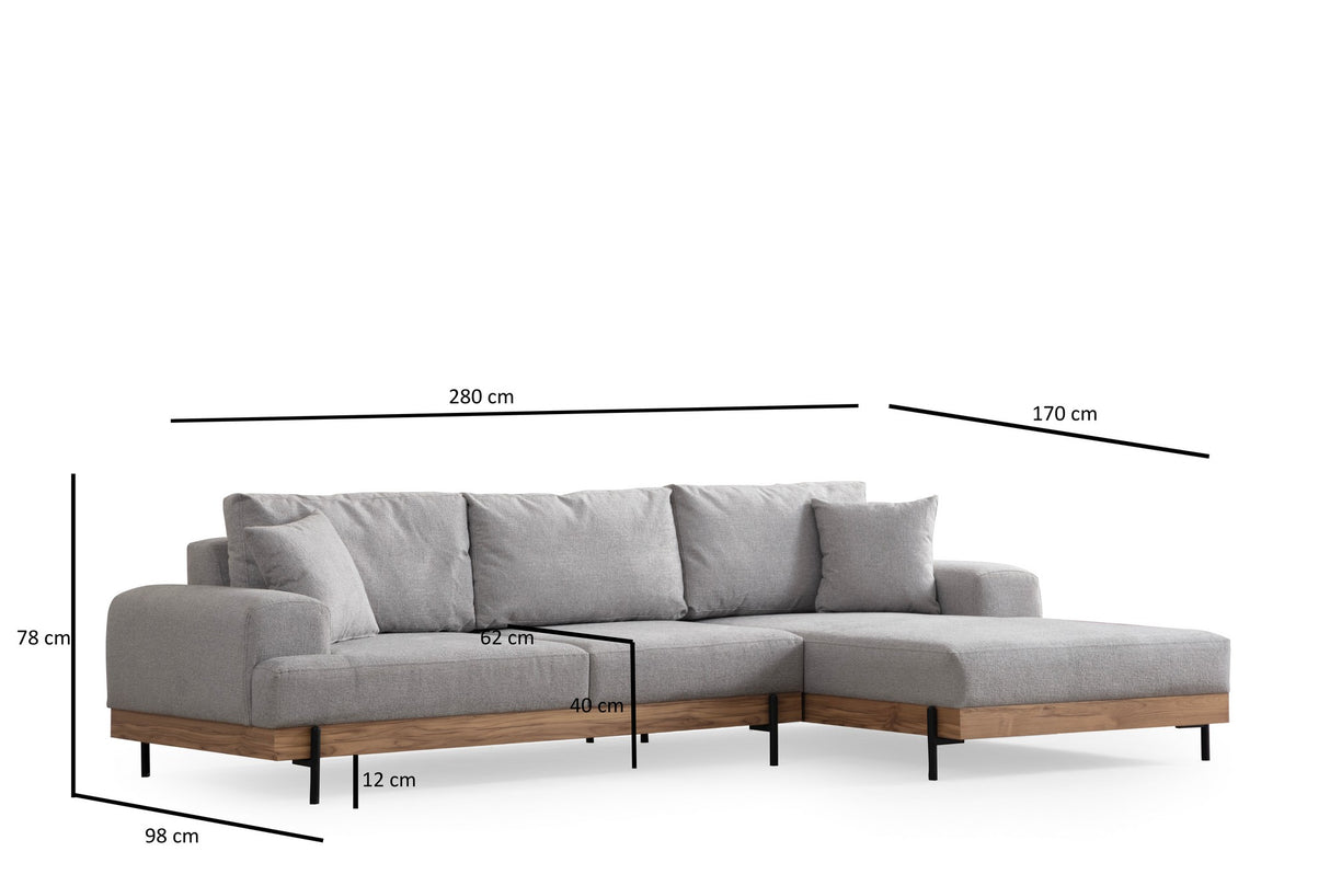 Corner sofa on the right Eti Gray