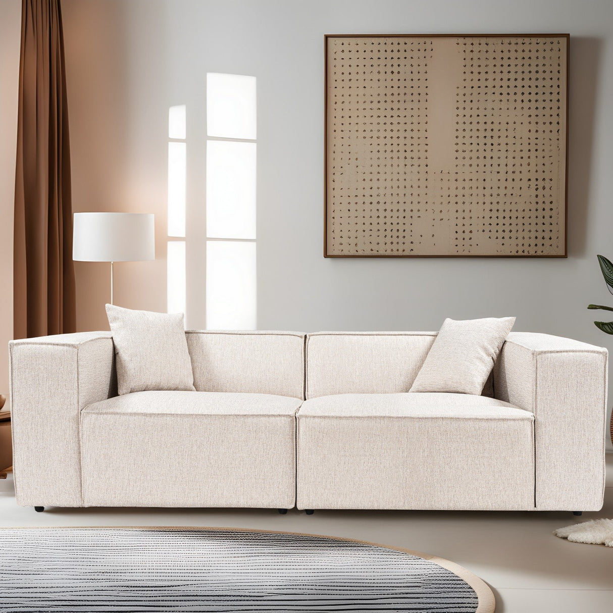 2-seater sofa lora light brown