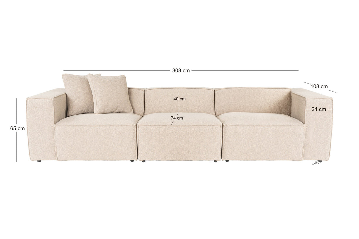 3-seater Bank Lora Peach