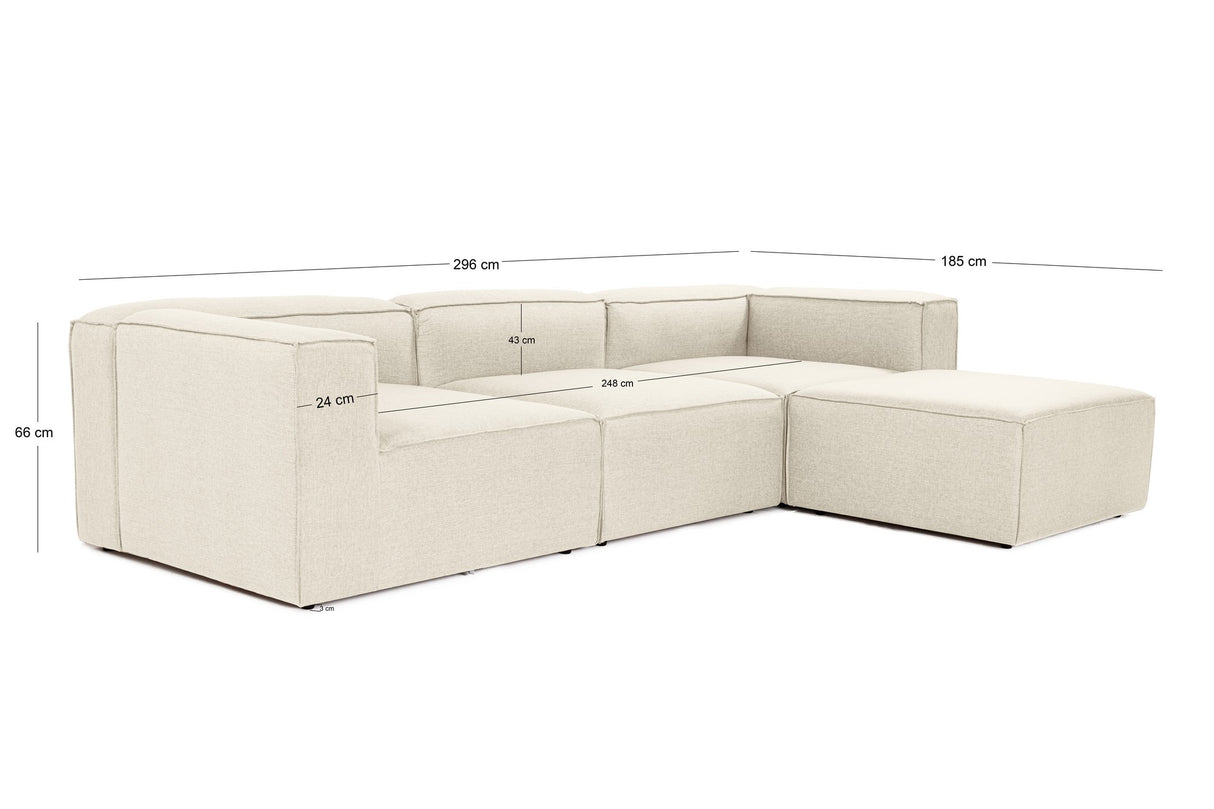 Modular Bank 3-seater with Hocker Fora ecru