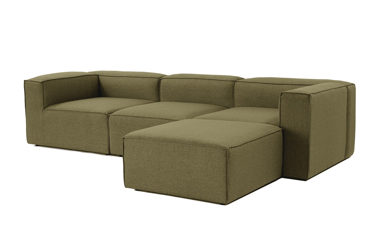 Modular Bank 3-seater with Hocker Fora Green