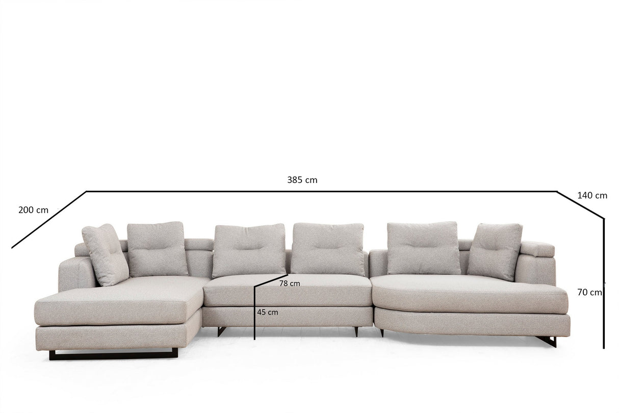 Corner sofa left padova light gray