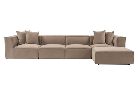 Modular XXL corner sofa Sora 430 cm wide in Cappuccino linen 