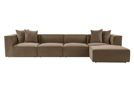 Modular XXL corner sofa Sora 430 cm wide in Brown linen 