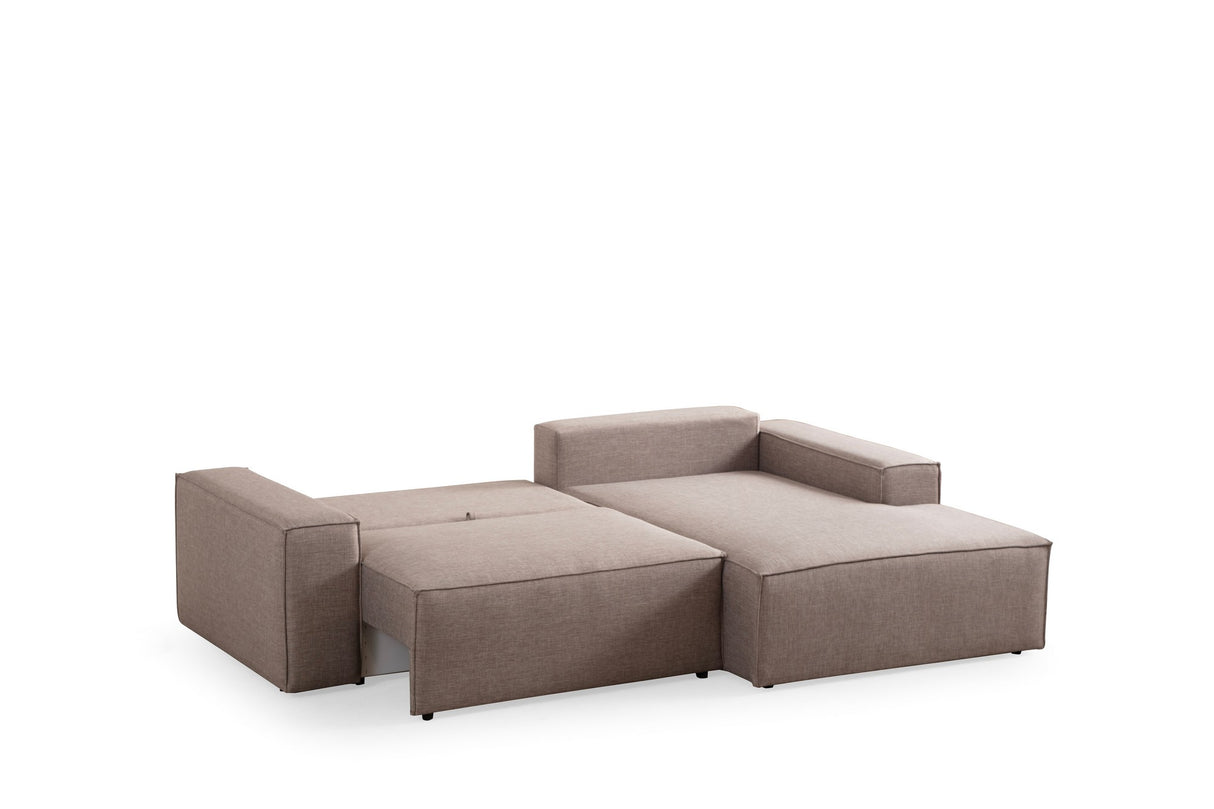 Corner sofa with sleep function on the right Pirlo Bruin