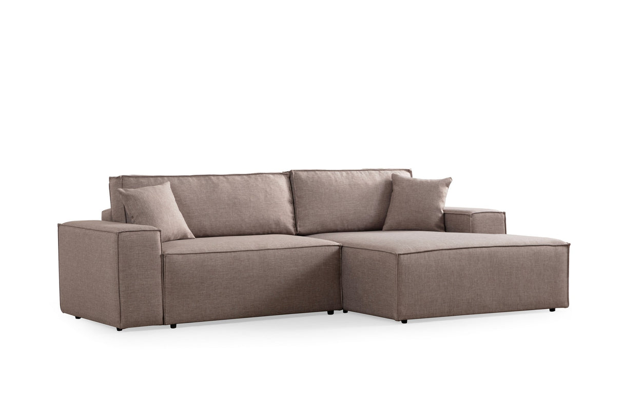 Corner sofa with sleep function on the right Pirlo Bruin