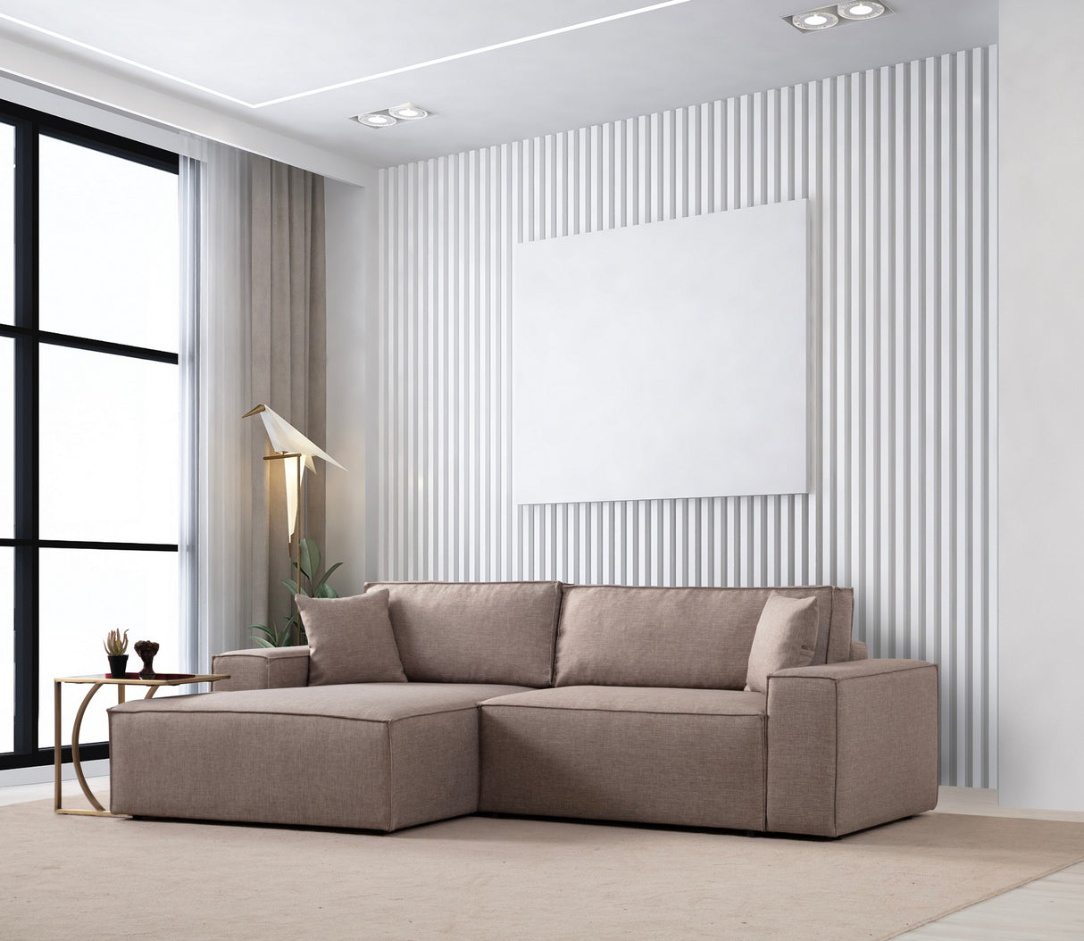 Corner sofa with sleeping function on the left Pirlo Bruin