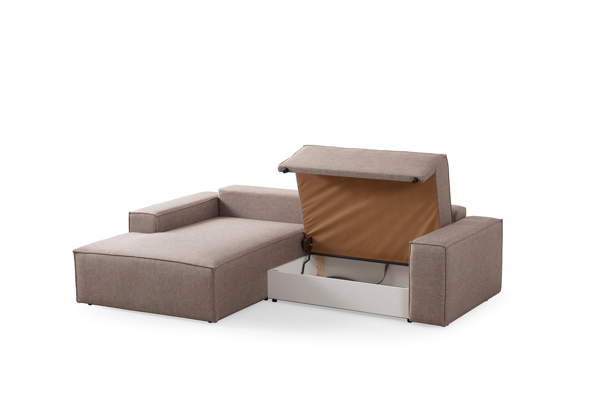 Corner sofa with sleeping function on the left Pirlo Bruin