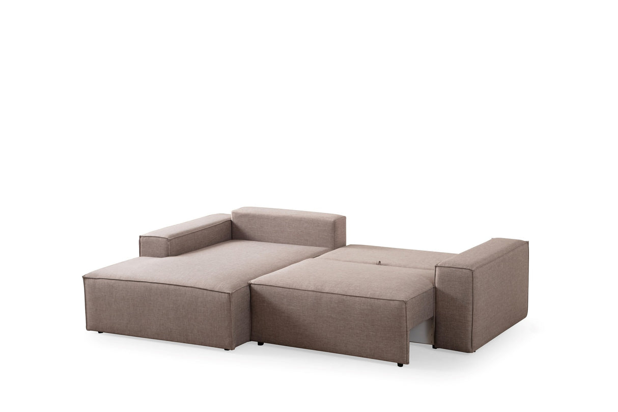 Corner sofa with sleeping function on the left Pirlo Bruin