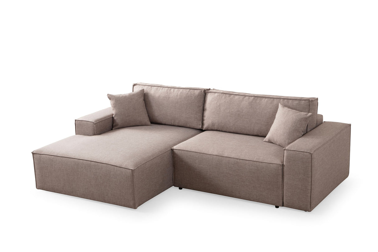 Corner sofa with sleeping function on the left Pirlo Bruin