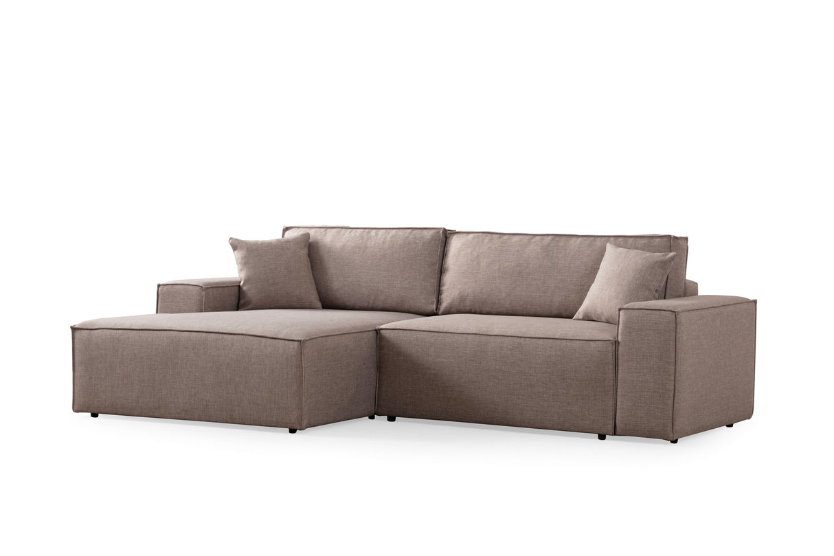 Corner sofa with sleeping function on the left Pirlo Bruin