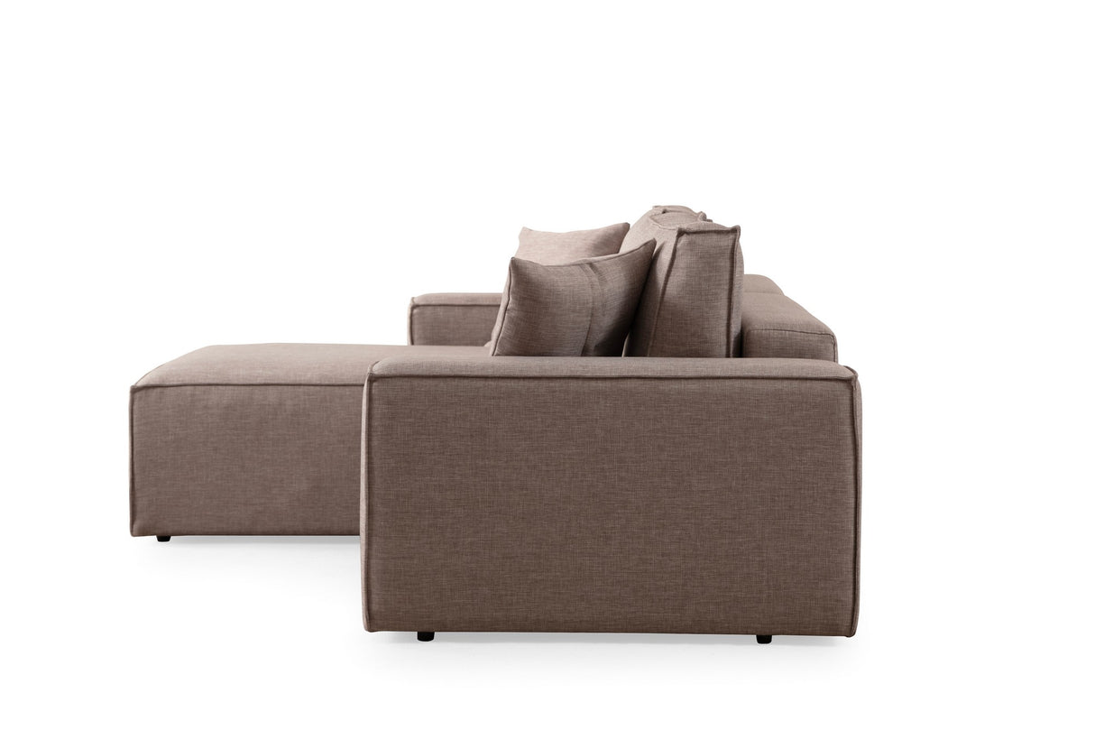 Corner sofa with sleeping function on the left Pirlo Bruin