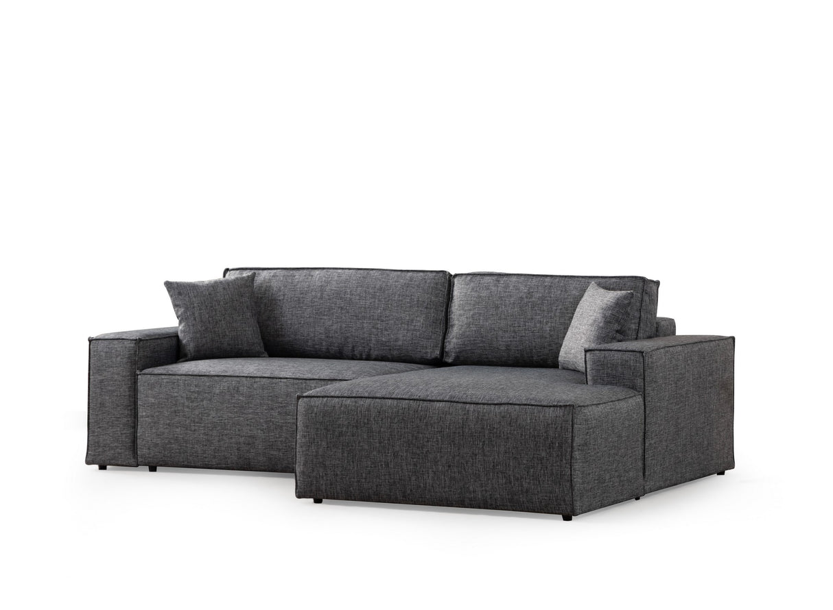 Corner sofa with sleeping function on the right Pirlo dark gray